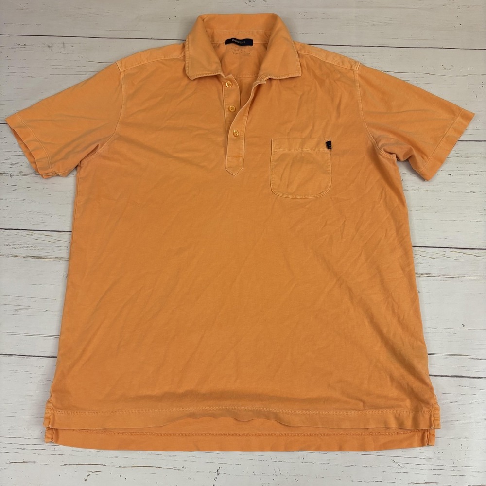 Ermenegildo Zegna Sport Polo Shirt Mens XL Orange Solid Short Sleeve